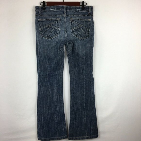 Aeropostale Womens Sz 5/6 Stretch Flare Blue Destressed Denim Jeans Inseam 29" - Picture 6 of 12